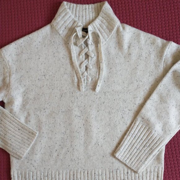 Express Easy Lace Up Mock Neck Sweater in Ivory NWT - Picture 4 of 14